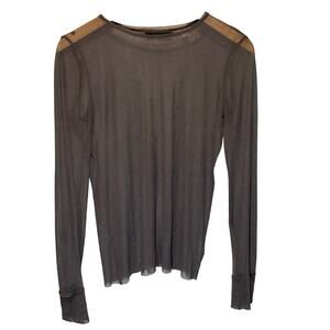 Brazeau Tricot Gray Long Sleeve Sheer Top - size 2 (Medium)